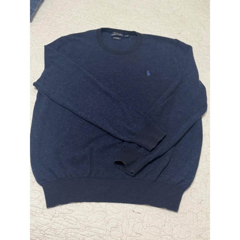 Polo Ralph Lauren navy blue Pima cotton sweater M blue pony logo L